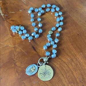 Waxing Poetic Ensemble “Bright Silver” Necklace Two Rare Retired Charms